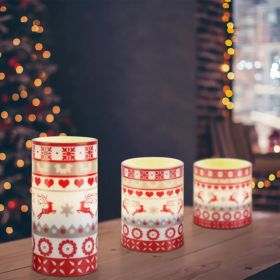 3Pcs/6Pcs/9Pcs Quantity Options Christmas Flameless LED Candles Deer Flickering Candle Lights Pillar Candles With 3 Lighting Modes Timer Remote Contro