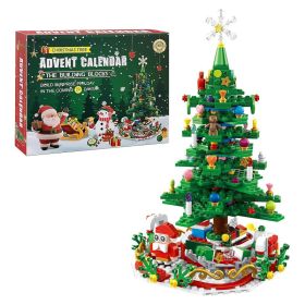 Year Christmas Tree Building Set With LED Light Tabletop Christmas Building Block 24 Days Christmas Countdown Calendar For Boys Girls 3-6