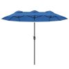 Double-sided Patio Umbrella, 9.5' Outdoor Umbrella with Push Button Tilt and Crank, 3 Air Vents and 12 Ribs, Navy Blue
