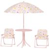 Kids Picnic Table and Chair Set, Outdoor Activity Table with Foldable Chairs, Removable Umbrella for Backyard, Pink