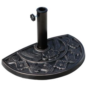 20lbs Half Round Patio Umbrella Base Outdoor Decorative Resin Parasol Stand Holder for Î¦1.5", Î¦1.9" Pole, Lawn, Deck, Garden Use, Bronze