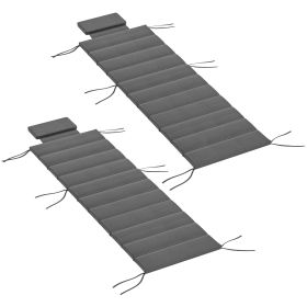 Foldable Chaise Lounge Cushion Set of 2, Outdoor Lounge Chair Cushion Set, UPF50+ 230gsm Olefin, 80" x 26" Dark Gray