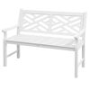 White Wooden Respite: 43.25" Outdoor Bench for Yard and Deck Relaxation