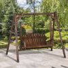 Outdoor Loveseat Swing Rustic 6.5' 2-Person Solid Wood Brown