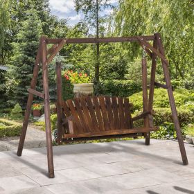 Outdoor Loveseat Swing Rustic 6.5' 2-Person Solid Wood Brown