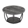 Coffee Table, Modern Round Coffee Table, 2 Tiers Wooden Circle Center Desk with Open Storage
