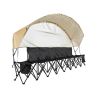 Portable Folding Bench, 6 Seat Soccer Bench with Storage Pockets Cup Holders & Carrying Bag, Lightweight Sideline Seating with Sunshade for Football