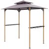 8' x 5' Grill Gazebo, Double Tiered Barbecue Grill Gazebo Shelter with 2 Side Shelves and 10 Hooks for Patio, Garden