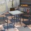Square Bistro Table 33 Tempered Glass Top Outdoor Garden Dining Table