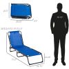 Foldable Chaise Lounge, 4-Position Portable Reclining, Breathable Mesh for Outdoor Patio Adjustable Sleeping Bed - Dark Blue