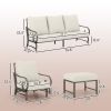 5 Piece Backyard Patio Furniture Set, Outdoor Furniture Set with 2 Rocking Chairs, 3-Seat Sofa, and 2 Ottomans, Beige