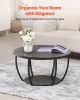 Coffee Table, Modern Round Coffee Table, 2 Tiers Wooden Circle Center Desk with Open Storage