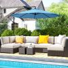 10' Cantilever Tilt Offset Patio Umbrella w/ UV & Water Safe Material & Cross Base (Weight Not Included), Blue