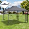 10' x 10' Gazebo Replacement Canopy 2 Tier Top UV Cover Pavilion Garden Patio Outdoor Dark Gray (TOP ONLY)
