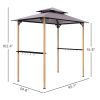 8' x 5' Grill Gazebo, Double Tiered Barbecue Grill Gazebo Shelter with 2 Side Shelves and 10 Hooks for Patio, Garden