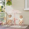 Kids Picnic Table and Chair Set, Outdoor Activity Table with Foldable Chairs, Removable Umbrella for Backyard, Pink