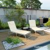 Foldable Chaise Lounge Cushion Set of 2, Outdoor Lounge Chair Cushion Set, UPF50+ 230gsm Olefin, 80" x 26" Cream White