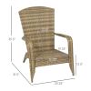 Patio Adirondack Chair with Rattan Wicker, Soft Cushions, Tall Curved Backrest for Deck or Garden, Dark Blue