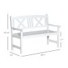 2-Seater Wooden Garden Bench, 4FT Outdoor Patio Loveseat with Unique X-Shape Back for Yard, Lawn, Porch, White