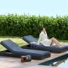 Patio Chaise Lounge Chair Cushions Blue Comfortable with Backrests Ties