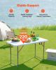 Folding Table, 4 Ft Heavy Duty Portable Fold-in-Half Utility Table, Indoor Outdoor Plastic Rectangle Table with Adjustable Height and Built in Handle