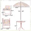 Kids Picnic Table and Chair Set, Outdoor Activity Table with Foldable Chairs, Removable Umbrella for Backyard, Pink