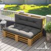 2 Seater Pallet Cushions Outdoor 3.9" Thick Replacement Cushions - Tufted Design for Garden, Patio, Dark Gray
