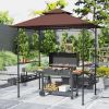 8' x 5' BBQ Grill Gazebo, 2-Tier Outdoor BBQ Gazebo with 2 Side Shelves, Storage Baskets, Ceiling Hook, Dark Brown