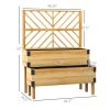2 Tier Raised Garden Bed with Trellis, Wooden Elevated Planter Box with Legs and Metal Corners, for Vegetables, Flowers, Herbs, Natural