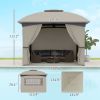 11' x 11' Outdoor Gazebo, Double Roof Patio Gazebo with Curtains, Church Windows, Galvanized Steel Frame, Light Gray