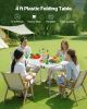 Folding Table, 4 Ft Heavy Duty Portable Fold-in-Half Utility Table, Indoor Outdoor Plastic Rectangle Table with Adjustable Height and Built in Handle