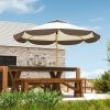 9FT Patio Umbrella, UPF 50+ Outdoor Market Umbrella with 8 Ribs, Vented Outdoor Table Umbrella for Deck, Backyard and Lawn, Cream White