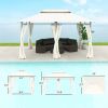 10' x 13' Double Roof Patio Gazebo, Outdoor Gazebo with Curtains, for Garden, Lawn, Backyard and Deck, Cream White