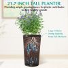 2 Pack Tall 21.7 in Planters for Outdoor Plants Modern Tall Square Planter Box Indoor Outdoor Porch Patio Flower Pot Modern Big Tapered Matte Tree Flo