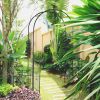 Romantic Archway: 86" Metal Garden Arch with Planters for Climbing Vines, Black