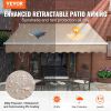 Manual Retractable Awning, 12 x 10 ft Outdoor Patio Awning Retractable Sun Shade