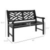 Black Timber Tranquility: 43.25" Wooden Garden Bench for Peaceful Outdoors