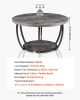 Coffee Table, Modern Round Coffee Table, 2 Tiers Wooden Circle Center Desk with Open Storage