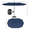 Garden Parasol 14.4ft Double-Sided Sun Umbrella with Base, Patio Parasol with LED Solar Lights, Navy Blue