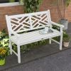 White Wooden Respite: 43.25" Outdoor Bench for Yard and Deck Relaxation