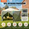 Pop Up Gazebo Tent, Pop-Up Screen Tent 6 Sided Canopy Sun Shelter with 6 Removable Privacy Wind Cloths & Mesh Windows