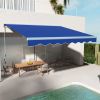 Blue Motorized Patio Awning 13x10 with LED Illumination & Remote, Durable Easy-to-Operate Outdoor Shade|