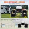 VEVOR Camping Kitchen Table, Folding Outdoor Cooking Table with Storage Carrying Bag, Aluminum Cook Station 3 Cupboard & Detachable Windscreen