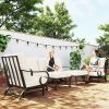 5 Piece Backyard Patio Furniture Set, Outdoor Furniture Set with 2 Rocking Chairs, 3-Seat Sofa, and 2 Ottomans, Beige