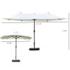 15ft Patio Umbrella with Base, Rectangular, Double-Canopy, UV-Blocking, Easy Crank, Beige