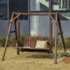 Outdoor Loveseat Swing Rustic 6.5' 2-Person Solid Wood Brown