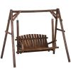 Outdoor Loveseat Swing Rustic 6.5' 2-Person Solid Wood Brown