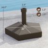 Patio Umbrella Base Holder, Heavy Duty Outdoor Umbrella Stand Base, Filled Up to 42lbs with Stand or 33lbs with Water for Garden, Poolside, Brown