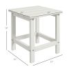 Adirondack Side Table, Square Patio End Table, Weather Resistant 15" Outdoor HDPE Table for Porch, Pool, Balcony, White