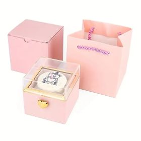 Little Bear Cake Bear Surprise Rotating Jewelry Box (does Not Include Necklace And Ring), Comes With A Candle As A Gift, A Romantic Gift Box, Suitable (Option: pinkheartbuttongiftboxset)